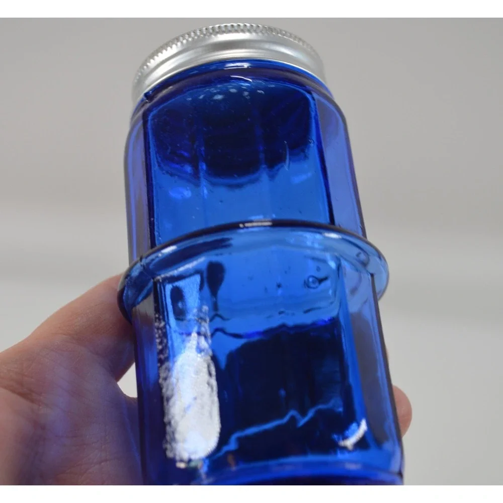 Vintage Cobalt Blue Hoosier Mission Style Ribbed Spice Shaker‎ Rack Jar